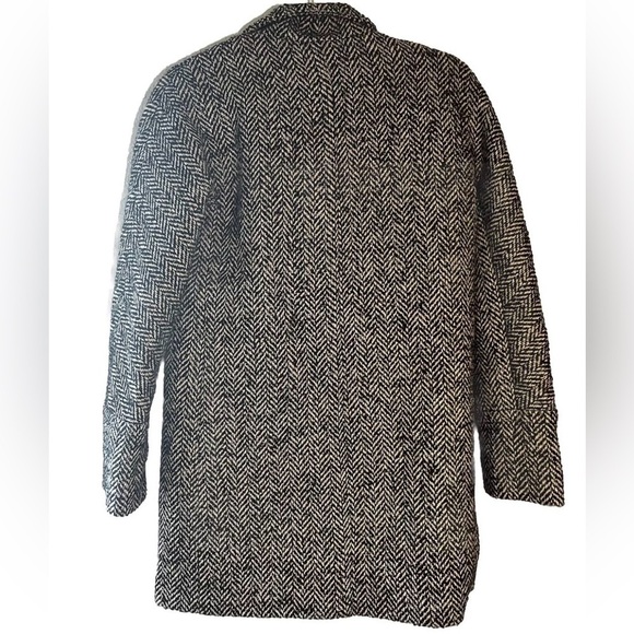 J. Crew City Coat Herringbone Wool Blend Black & White Size 0 XS - Picture 3 of 7